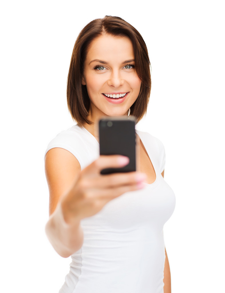 mulher feliz com smartphone
 - Foto, Imagem