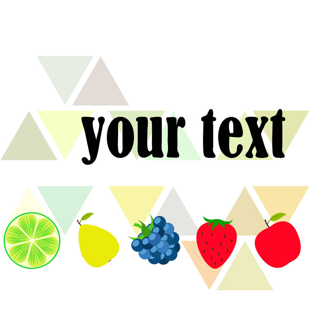 Frutta e bacche. Colorate icone di frutta dei cartoni animati: mela, pera, mora, fragola, lime. Sfondo vettoriale
. - Vettoriali, immagini
