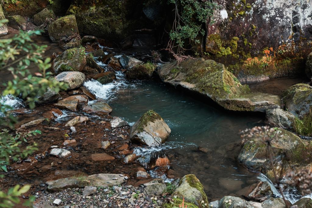 селективный фокус текущей воды вблизи мокрых камней
   - Фото, изображение