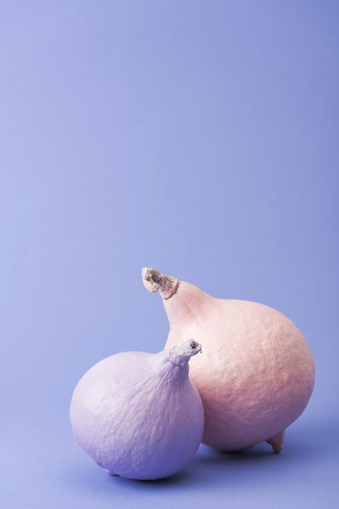citrouilles peintes colorées pastel sur fond violet
 - Photo, image