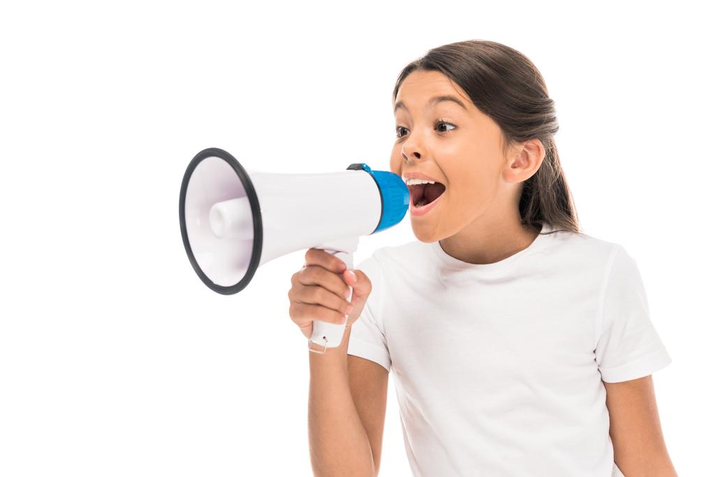 söpö lapsi huutaa megafoni eristetty valkoinen
  - Valokuva, kuva