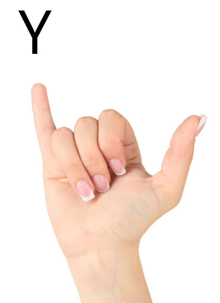 Написание алфавита на американском языке знаков (ASL). Буква Y
 - Фото, изображение