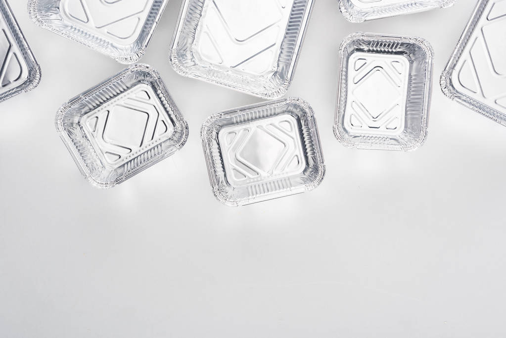 top view of empty eco packages on white background  - Photo, Image