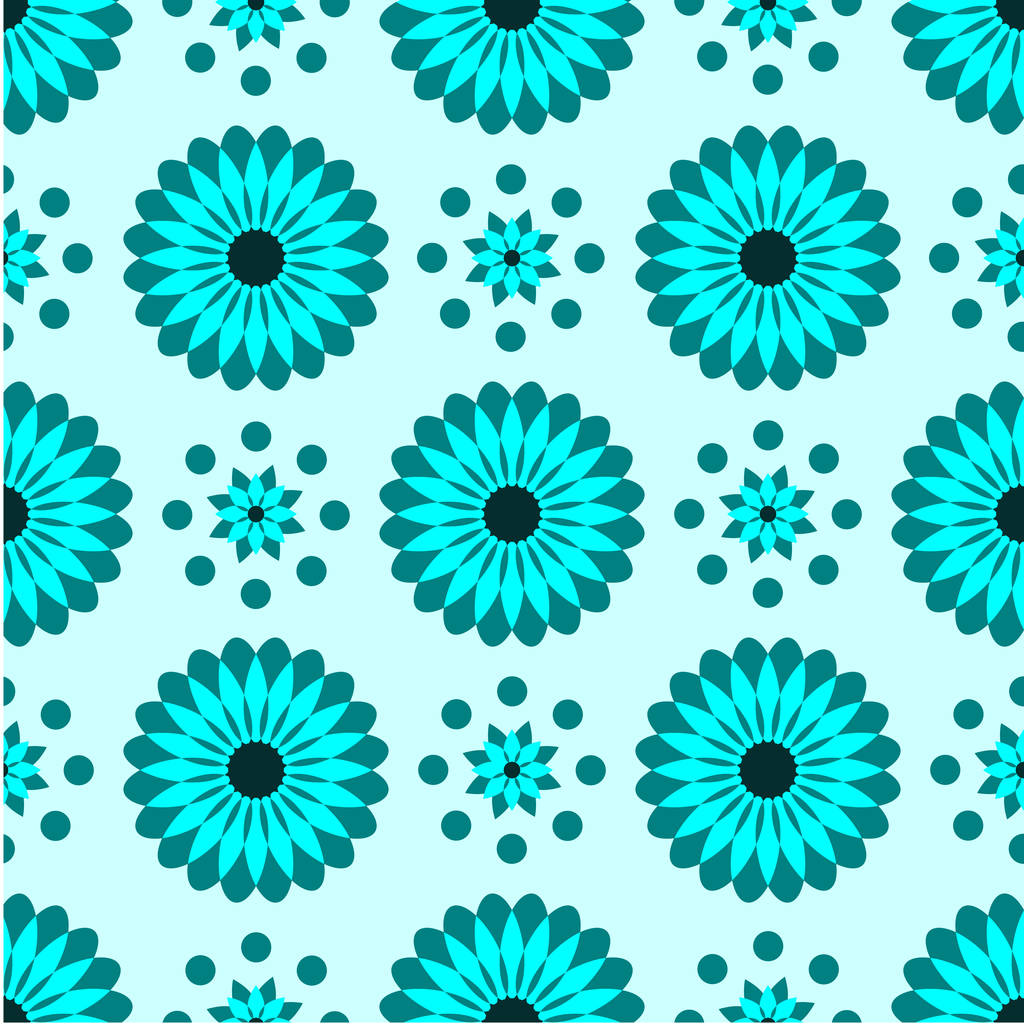 Fundo sem costura de flores simétricas em tons verdes claros
  - Vetor, Imagem