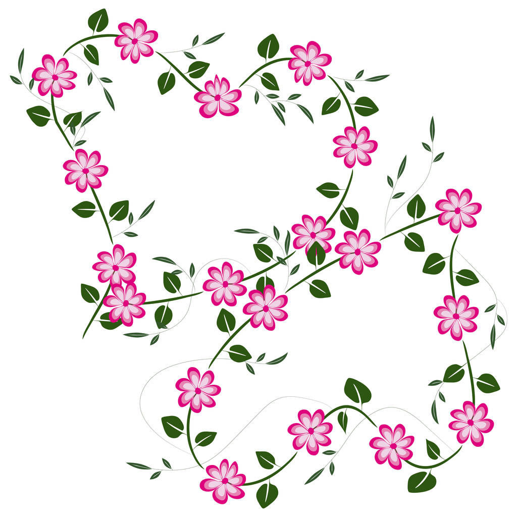 Floral διάτρητο καρδιές με τη μορφή καρέ με φύλλωμα - Διάνυσμα, εικόνα