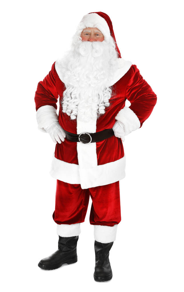 Happy autentické Santa Claus na bílém pozadí - Fotografie, Obrázek