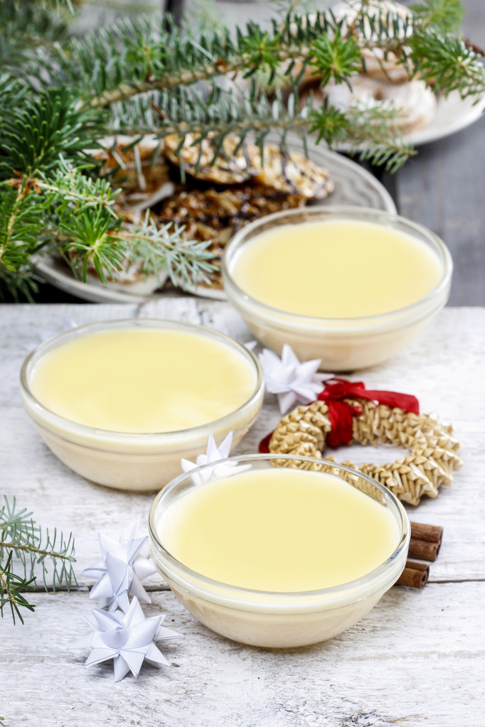 Delicious creamy vanilla pudding on christmas eve table - Photo, Image