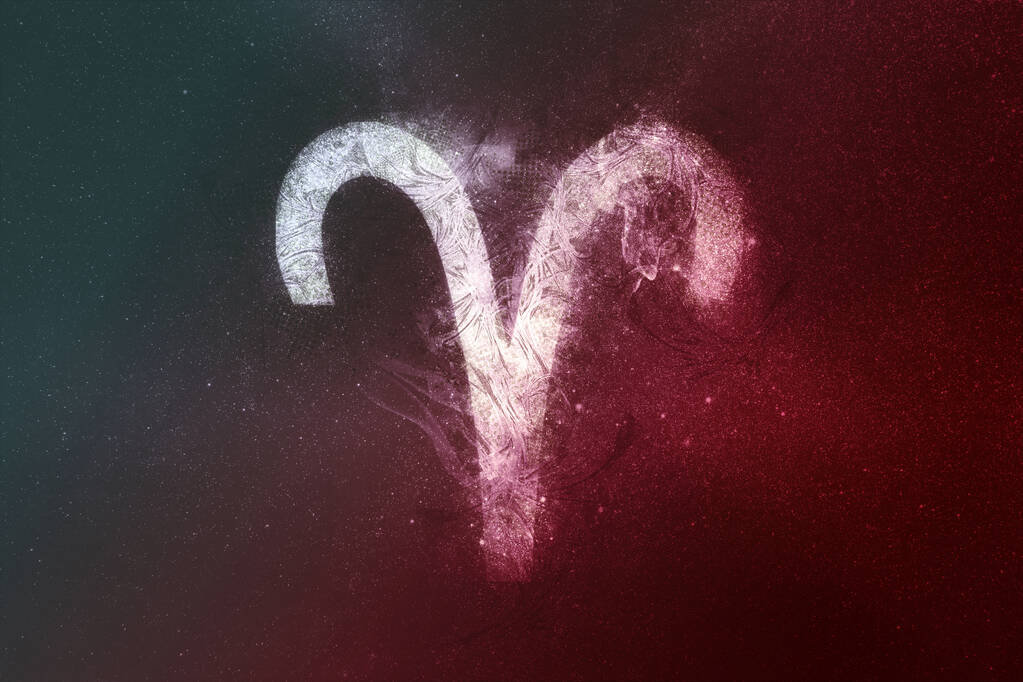 Κριός Zodiac σημάδι λευκό κόκκινο. Αφηρημένο φόντο νυχτερινού ουρανού - Φωτογραφία, εικόνα