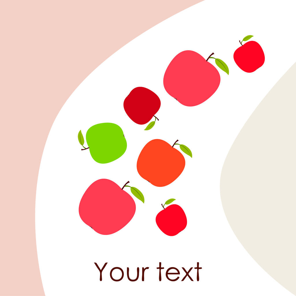 Ilustración vectorial del marco Apple. Diseño de tarjeta vectorial con manzana y hoja
. - Vector, imagen