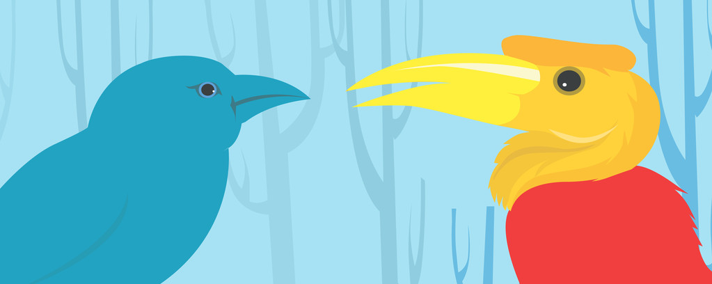 Птах і рогатка біля дерев
 - Вектор, зображення