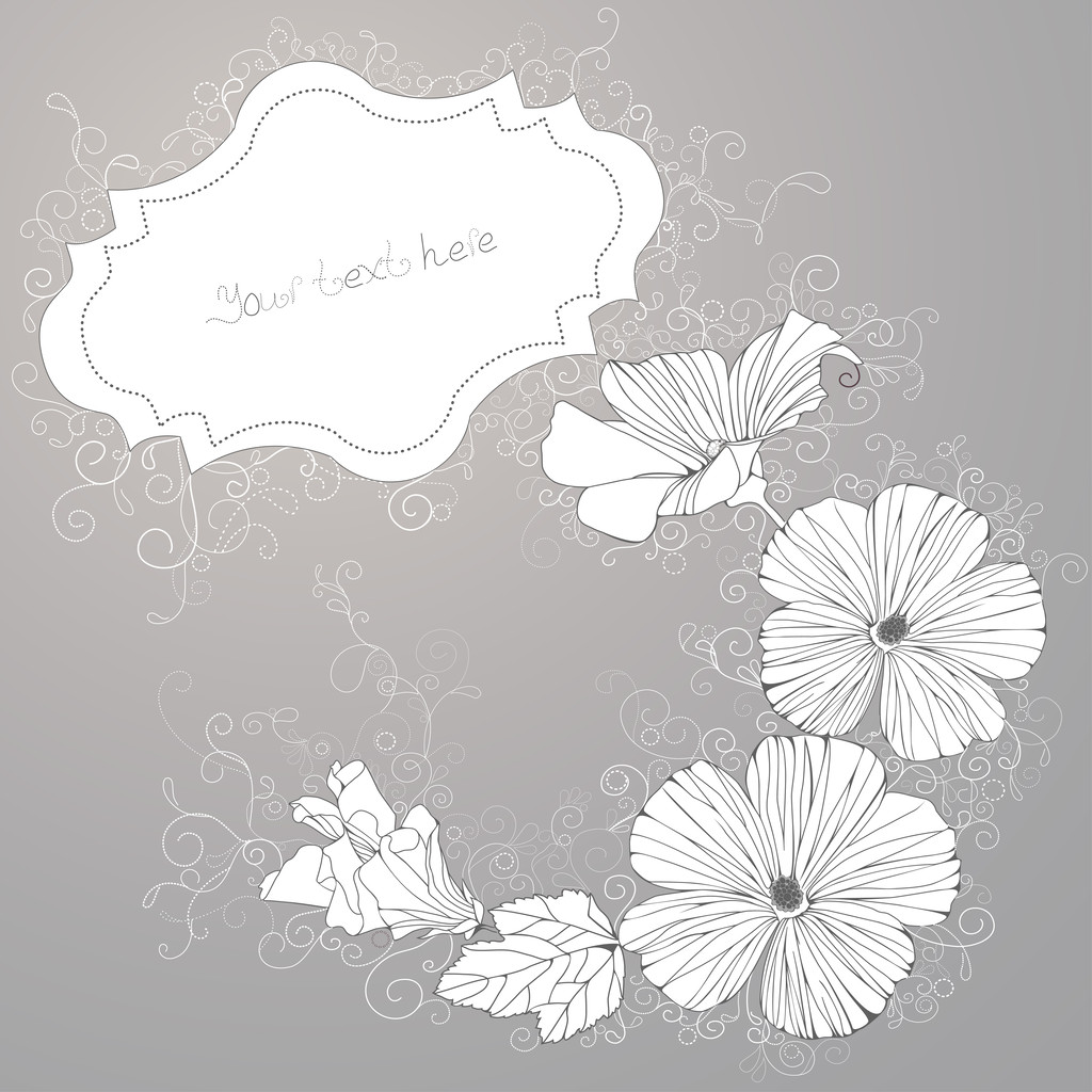 Vector background with ornamental hibiscus flowers. - Vector, Image