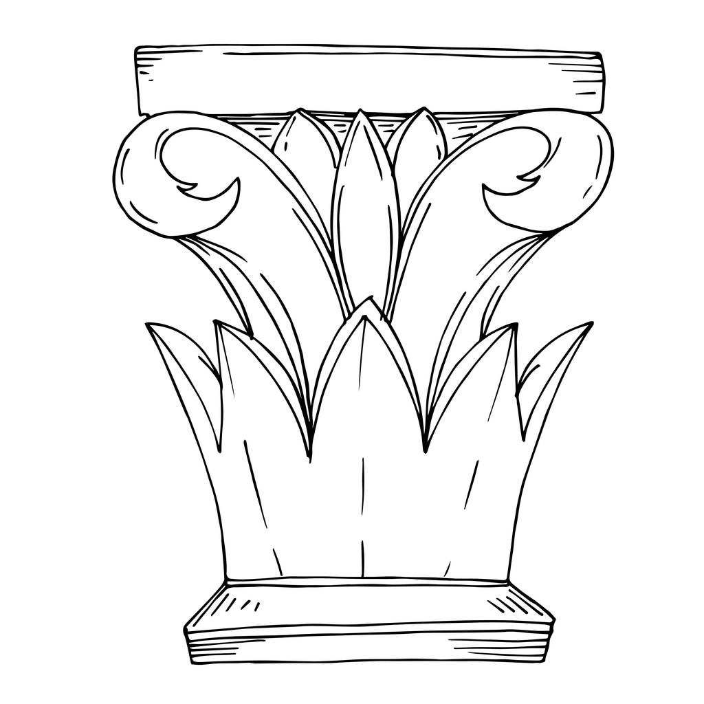 Antik görög vektor oszlopok. Fekete-fehér vésett tinta művészet. Elszigetelt ősi illusztrációs elem. - Vektor, kép