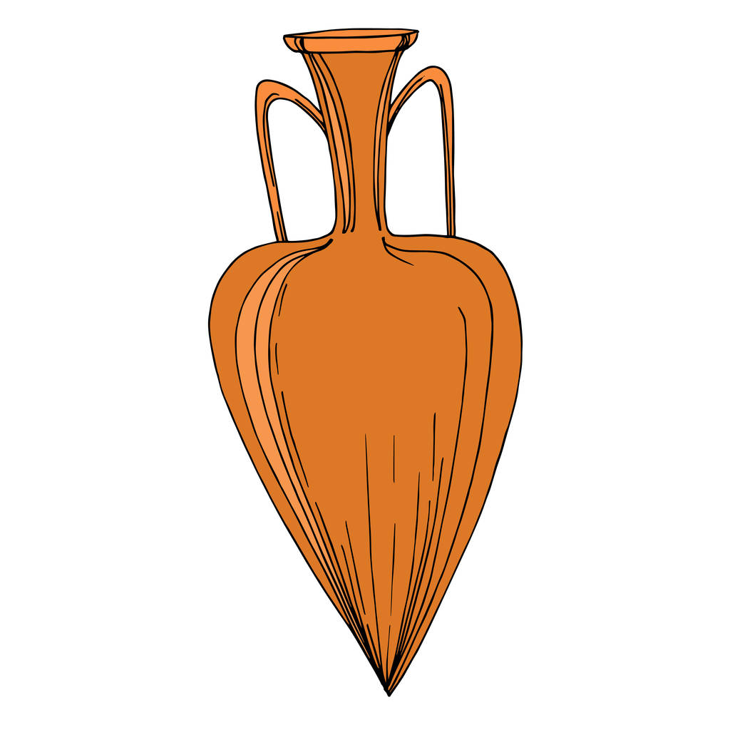 Vector Antique greek amphoras. Black and white engraved ink art. Isolated ancient illustration element. - Vector, Image