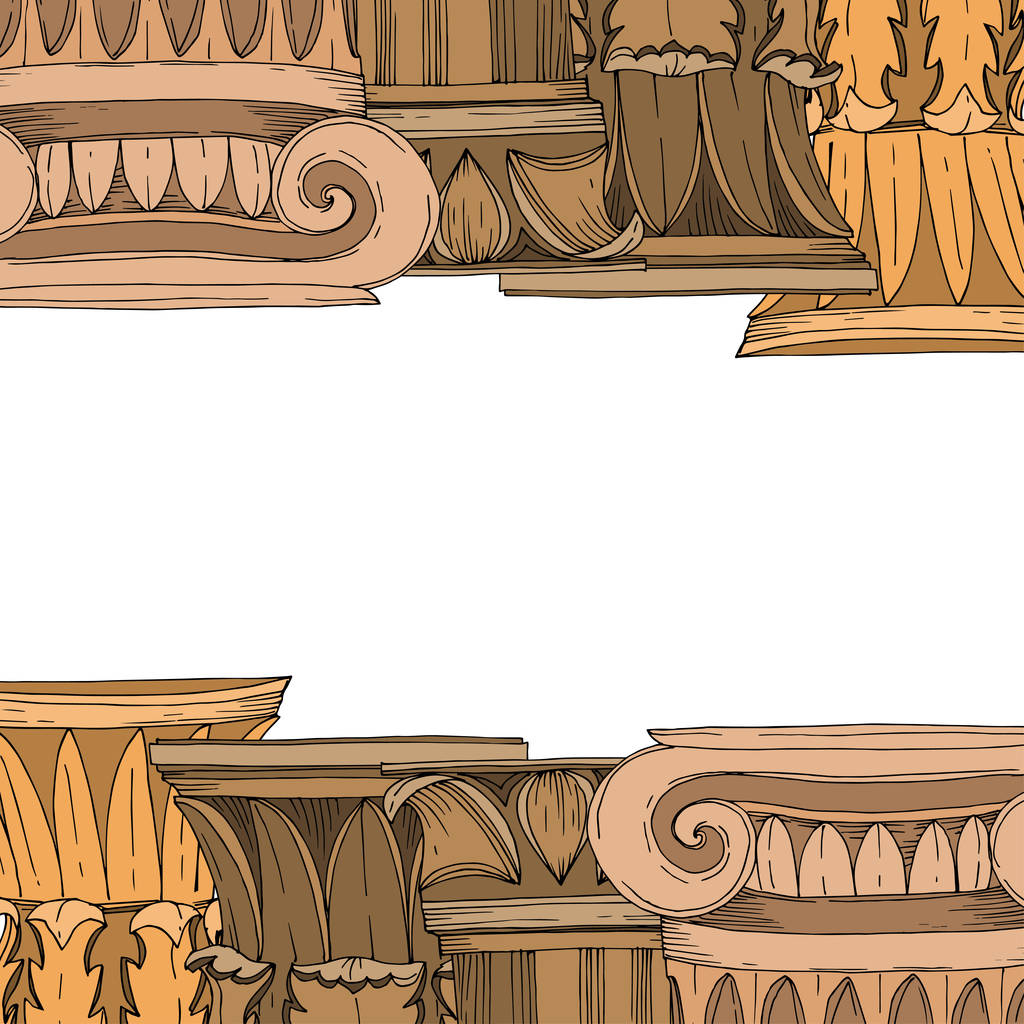 Vektor antike griechische Säulen. Schwarz-weiß gestochene Tuschekunst. Rahmen Rand Ornament Quadrat. - Vektor, Bild