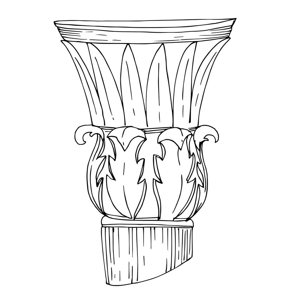 Antik görög vektor oszlopok. Fekete-fehér vésett tinta művészet. Elszigetelt ősi illusztrációs elem. - Vektor, kép
