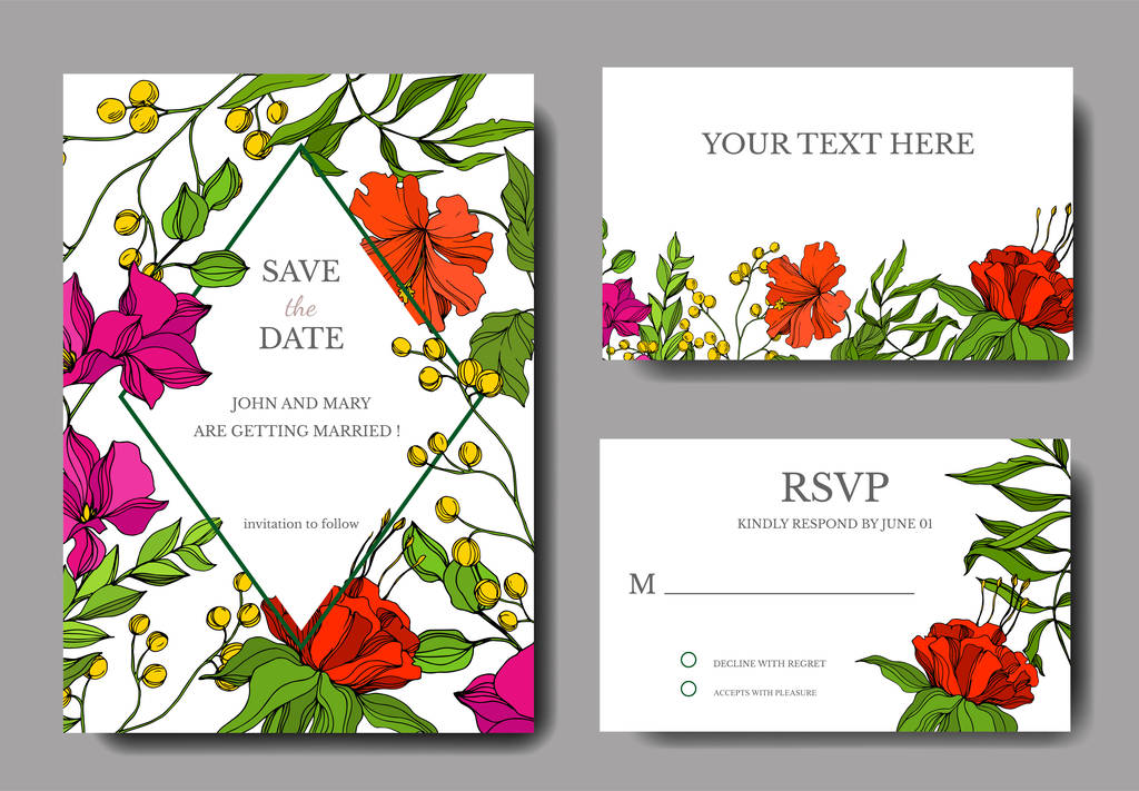 Vector Tropical floral botanical flower. Engraved ink art. Wedding background card floral decorative border. - Vector, Image