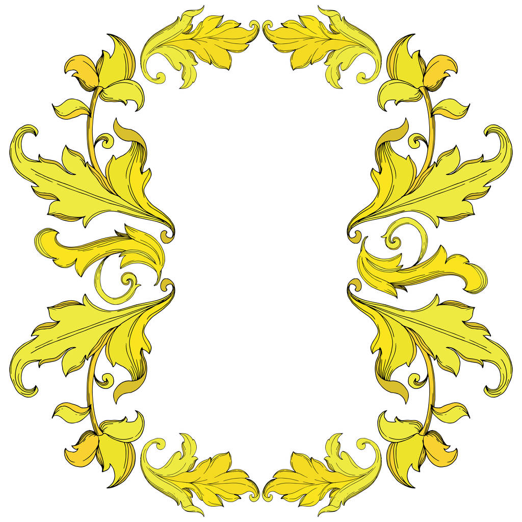 Vector Gold monogram bloemen ornament. Zwart-wit gegraveerde inktkunst. Frame rand ornament vierkant. - Vector, afbeelding