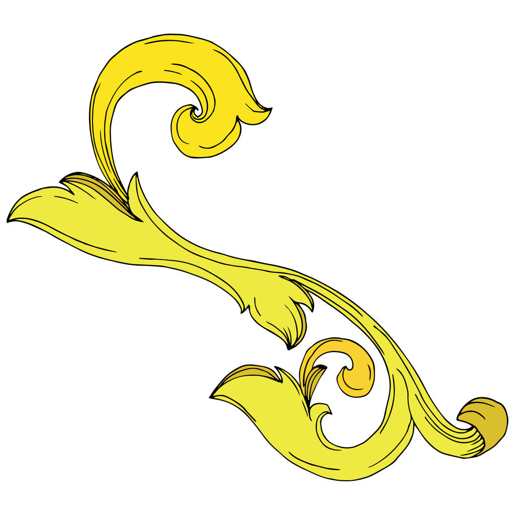 Adorno floral monograma Vector Gold. Tinta grabada en blanco y negro. Elemento ilustrativo de ornamentos aislados
. - Vector, imagen