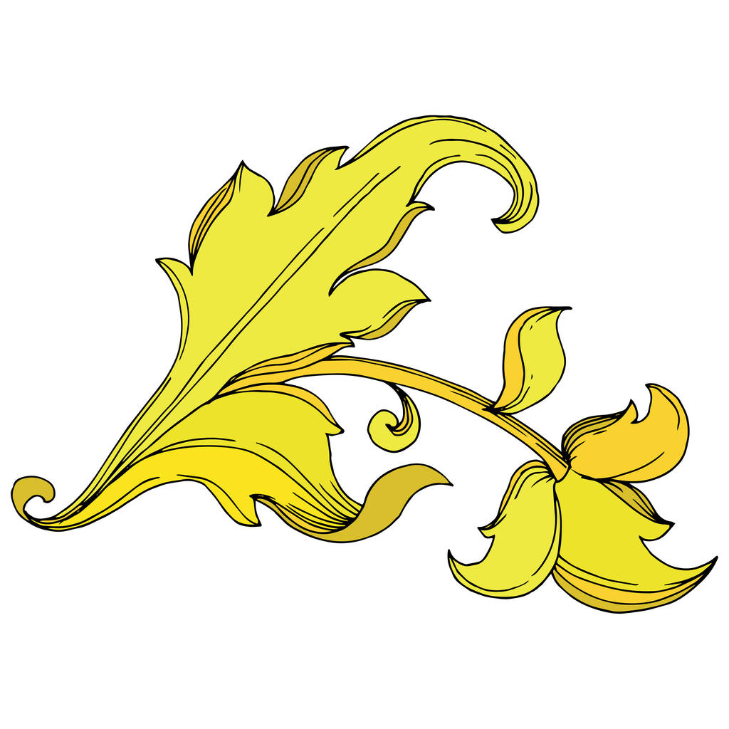 Διάνυσμα Χρυσό μονόγραμμα λουλούδι στολίδι. Μαύρο και άσπρο χαραγμένο μελάνι τέχνης. Μεμονωμένα στολίδια εικονογράφηση στοιχείο. - Διάνυσμα, εικόνα