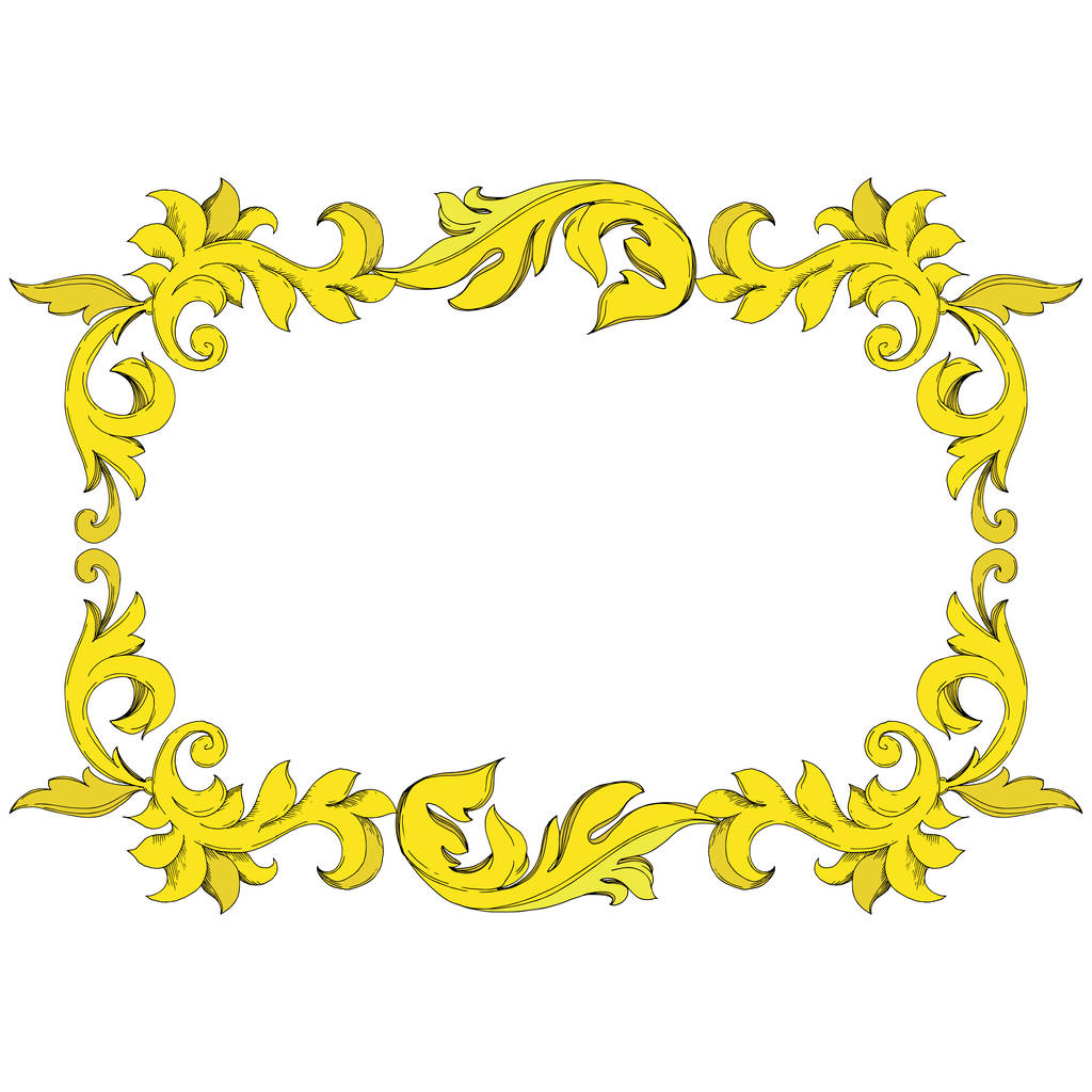 Vector Golden monogram bloemen ornament. Zwart-wit gegraveerde inktkunst. Frame rand ornament vierkant. - Vector, afbeelding