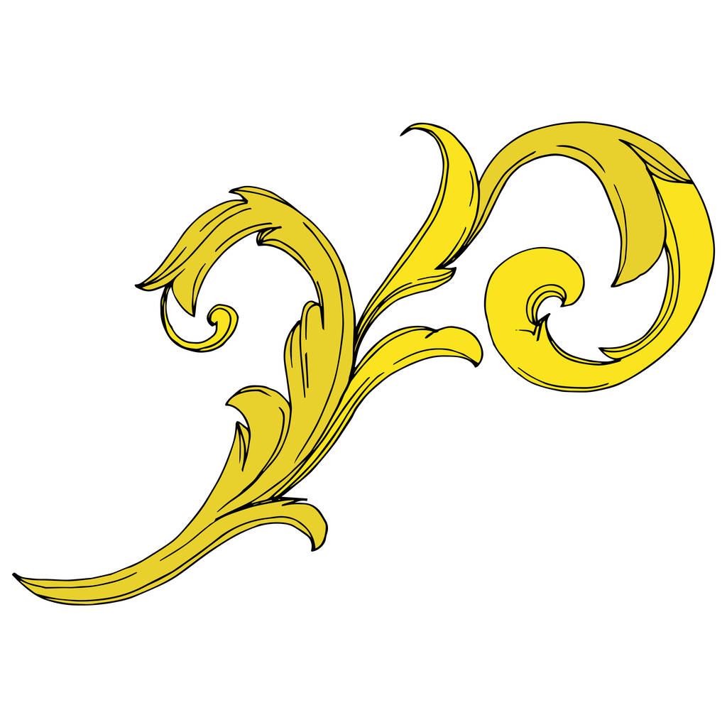 Adorno floral Vector Monograma dorado. Tinta grabada en blanco y negro. Elemento ilustrativo de ornamentos aislados
. - Vector, imagen