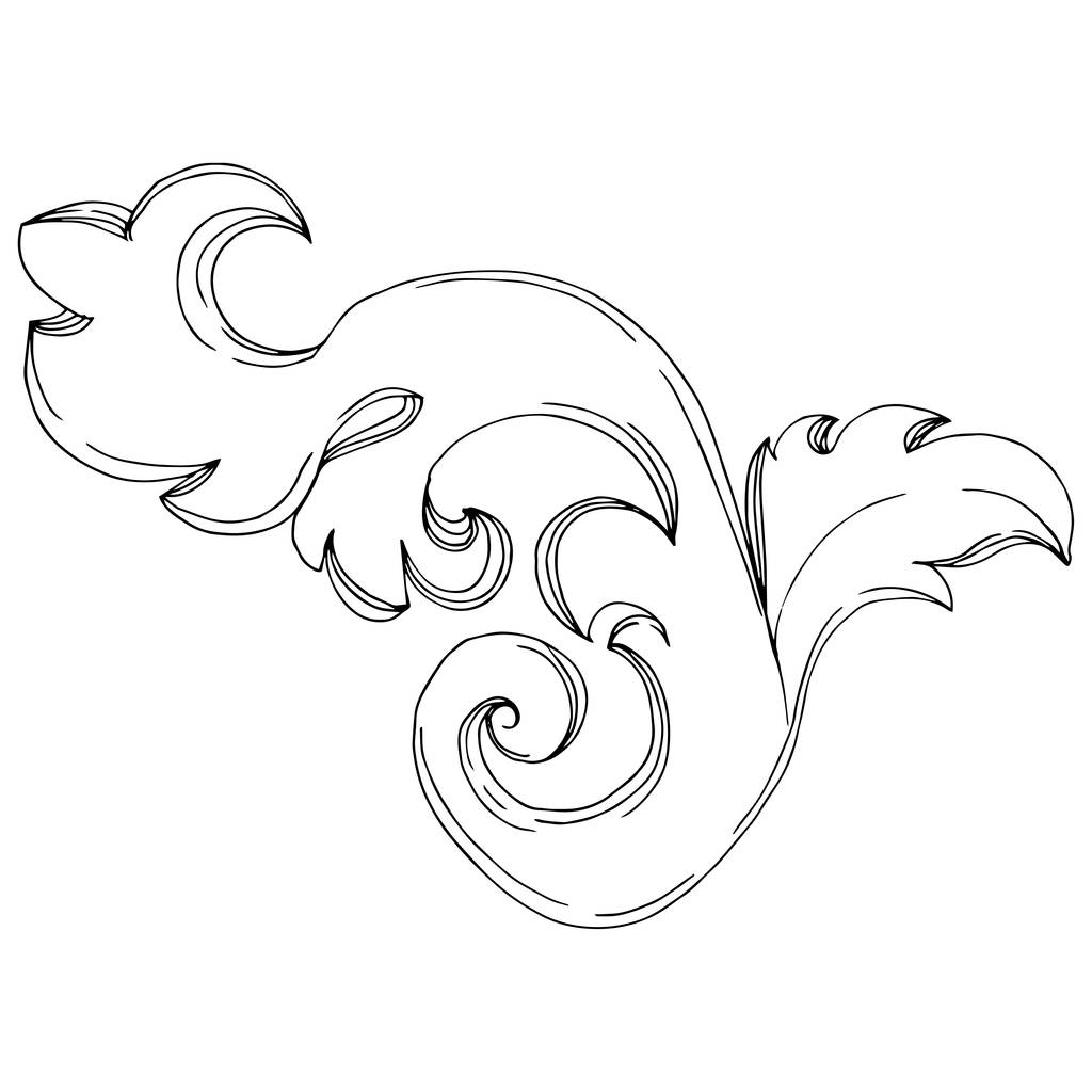 Vector Golden monograma ornamento floral. Tinta gravada a preto e branco. Isolados ornamentos elemento ilustração
. - Vetor, Imagem