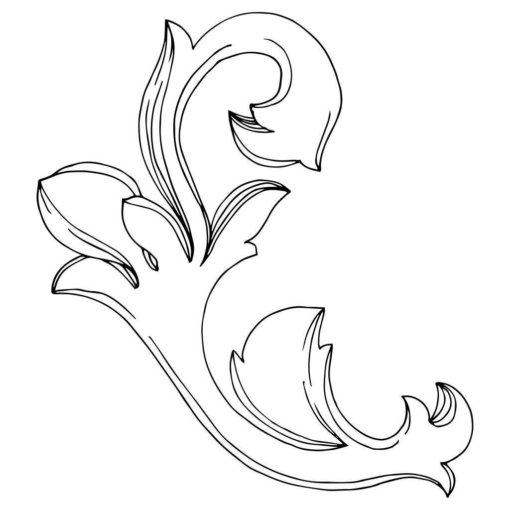 Vector Ornement floral monogramme doré. Encre gravée en noir et blanc. Elément d'illustration monogrammes isolés
. - Vecteur, image