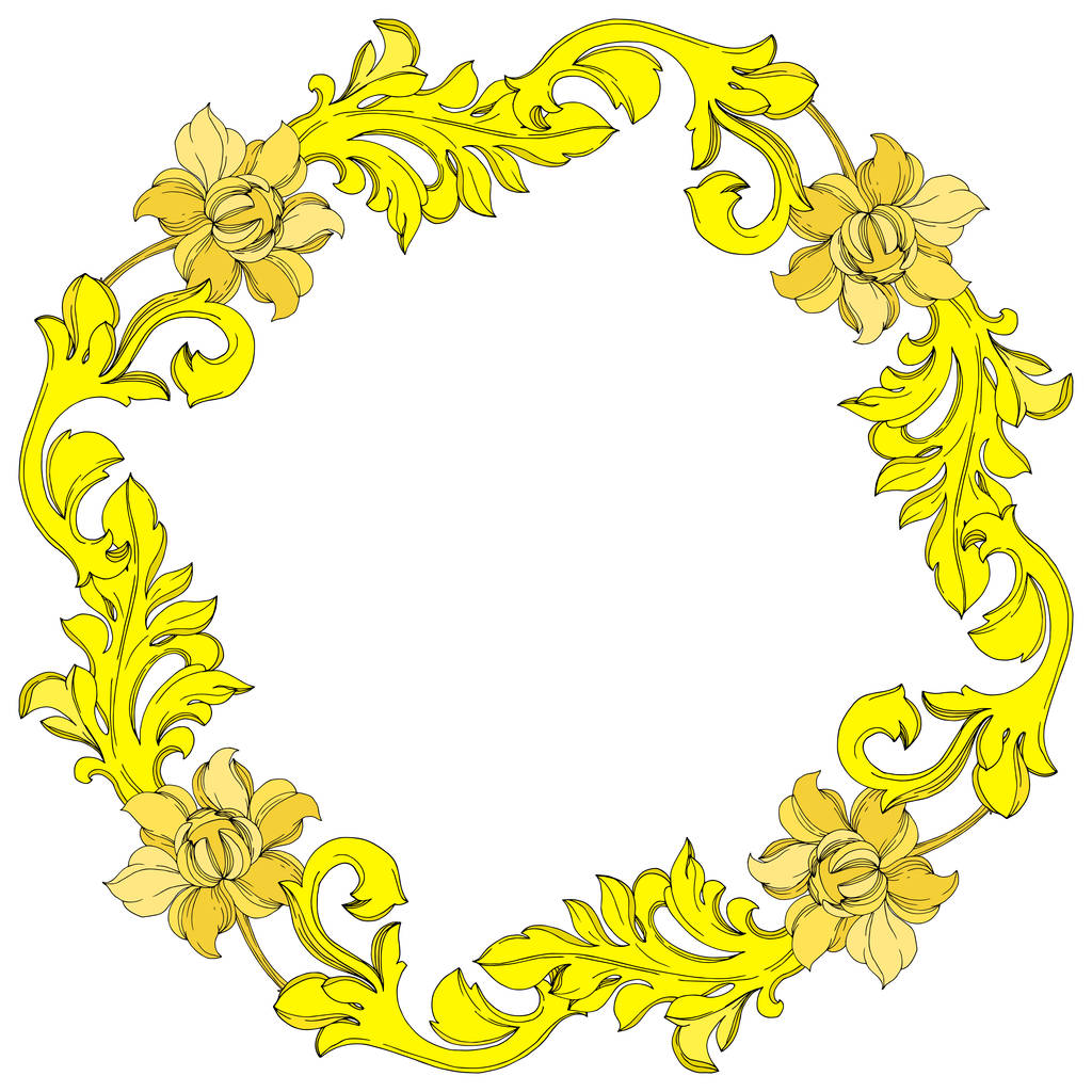 Vettore Monogramma d'oro ornamento floreale. Inchiostro inciso in bianco e nero art. Quadrato ornamento bordo cornice
. - Vettoriali, immagini
