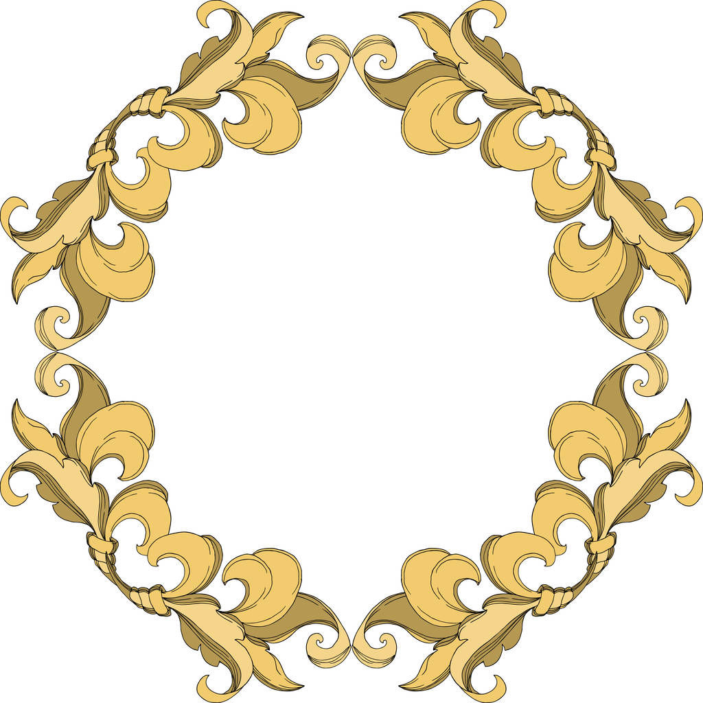 Vektor goldenes Monogramm florales Ornament. Schwarz-weiß gestochene Tuschekunst. Rahmen Bordüre Ornament Quadrat. - Vektor, Bild