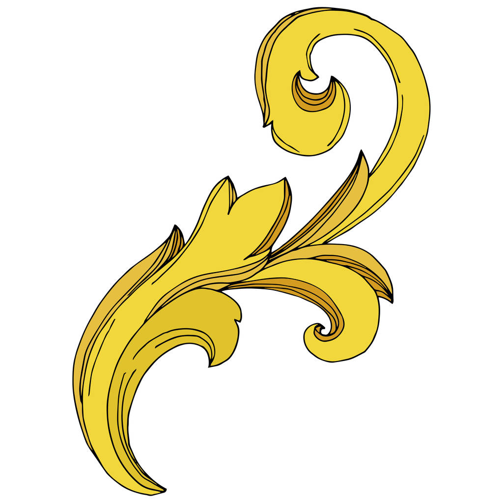 Vector Golden monogram floral ornament. Black and white engraved ink art. Isolated monogram illustration element. - Vector, Image