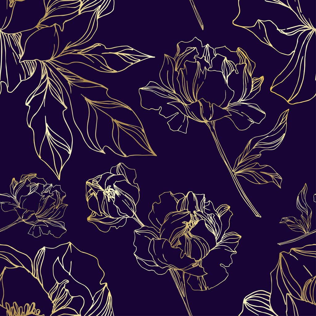 ベクトル牡丹の花植物の花。黒と白の彫刻  - ベクター画像
