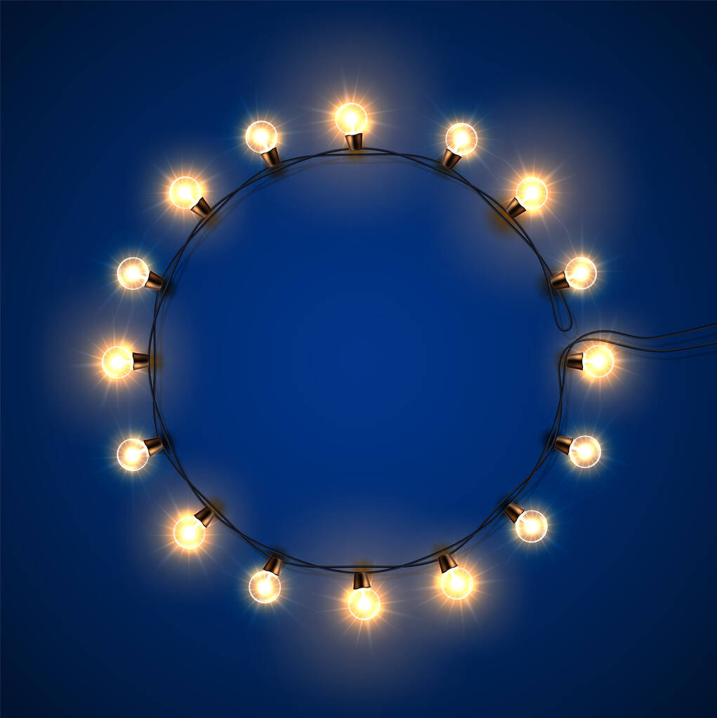 ベクトルクリスマスライト円の現実的なガーランド - ベクター画像