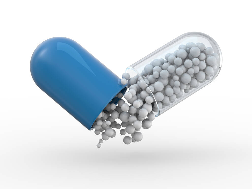 Wiele kolorowych tabletek odizolowanych na białym. 3d - Zdjęcie, obraz