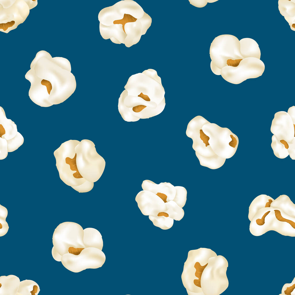Ρεαλιστική Λεπτομερής 3d Στοιχείο Popcorn Seamless Pattern Ιστορικό. Διάνυσμα - Διάνυσμα, εικόνα