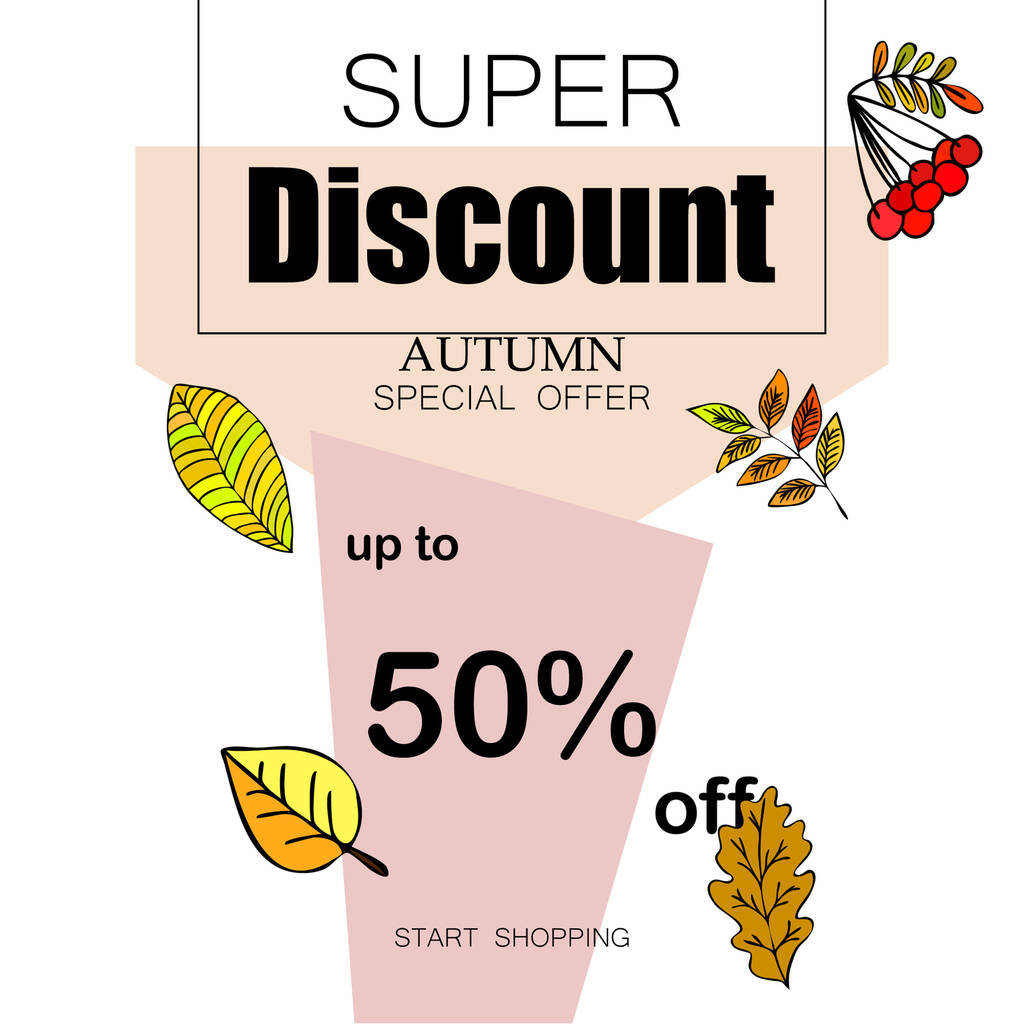 podzimní prodej na barevném pozadí  - Vektor, obrázek