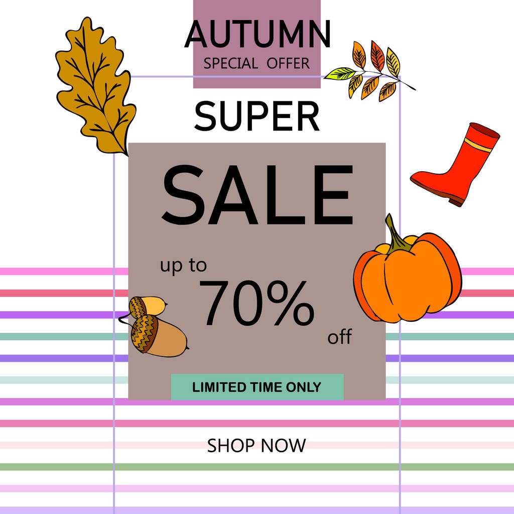 Outono venda no fundo colorido
  - Vetor, Imagem