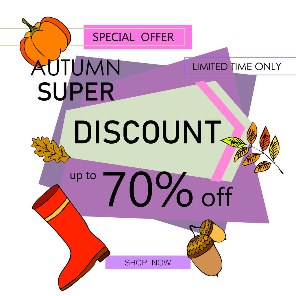 venta de otoño sobre fondo colorido
  - Vector, Imagen