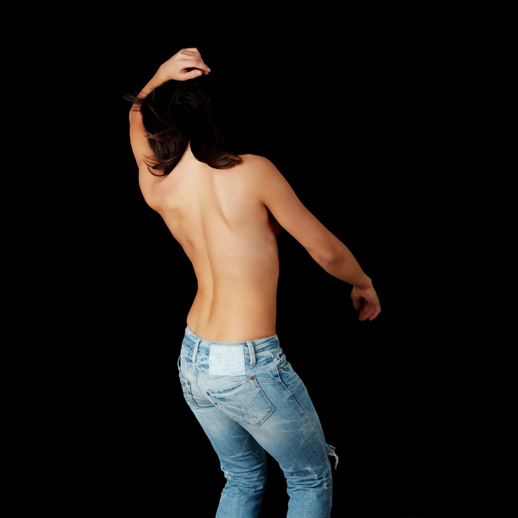 Топлес жінка в джинсах
 - Фото, зображення