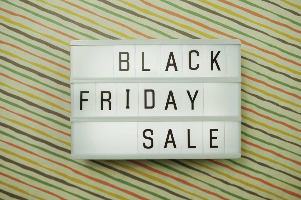 Black Friday Sale Palavra na caixa de luz com fundo de cópia de espaço
 - Foto, Imagem