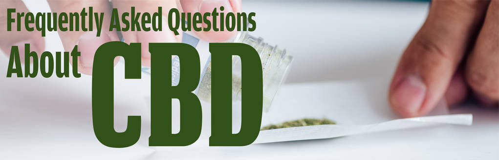 Panoramaaufnahme eines Mannes, der Joint mit medizinischem Cannabis in der Nähe häufig gestellter Fragen zu cbd Illustration - Foto, Bild