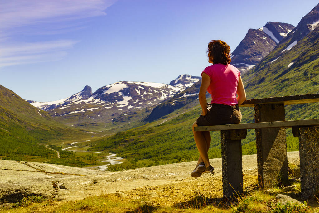 Turistika na horském odpočívadle, Norsko - Fotografie, Obrázek