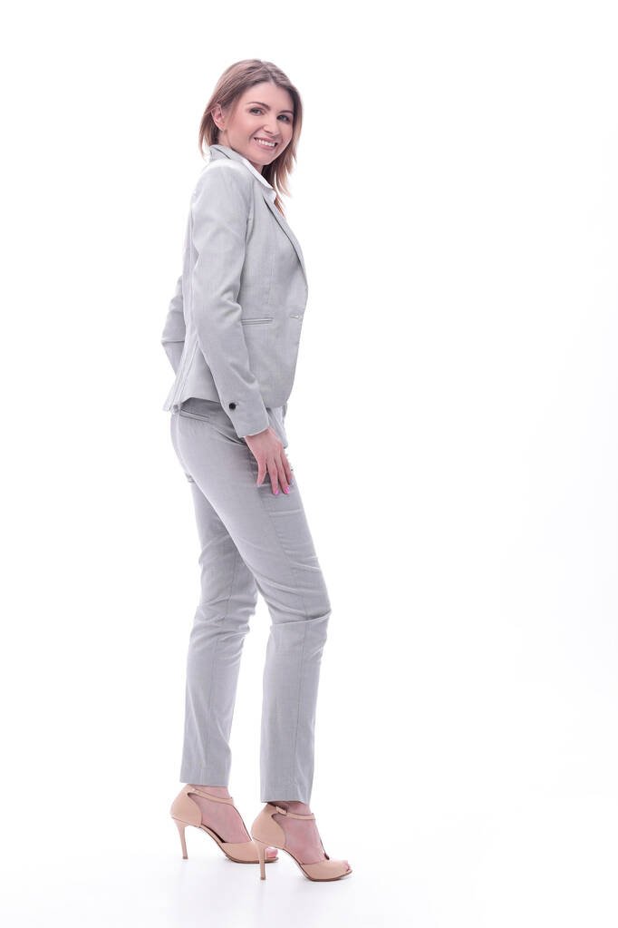 side view. confident young business woman in a light suit - Photo, Image