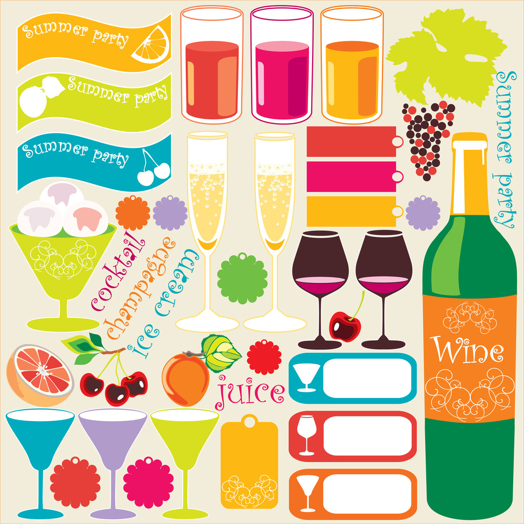 Decorative icon set of bar menu elements. Vector illustration - Vector, Image
