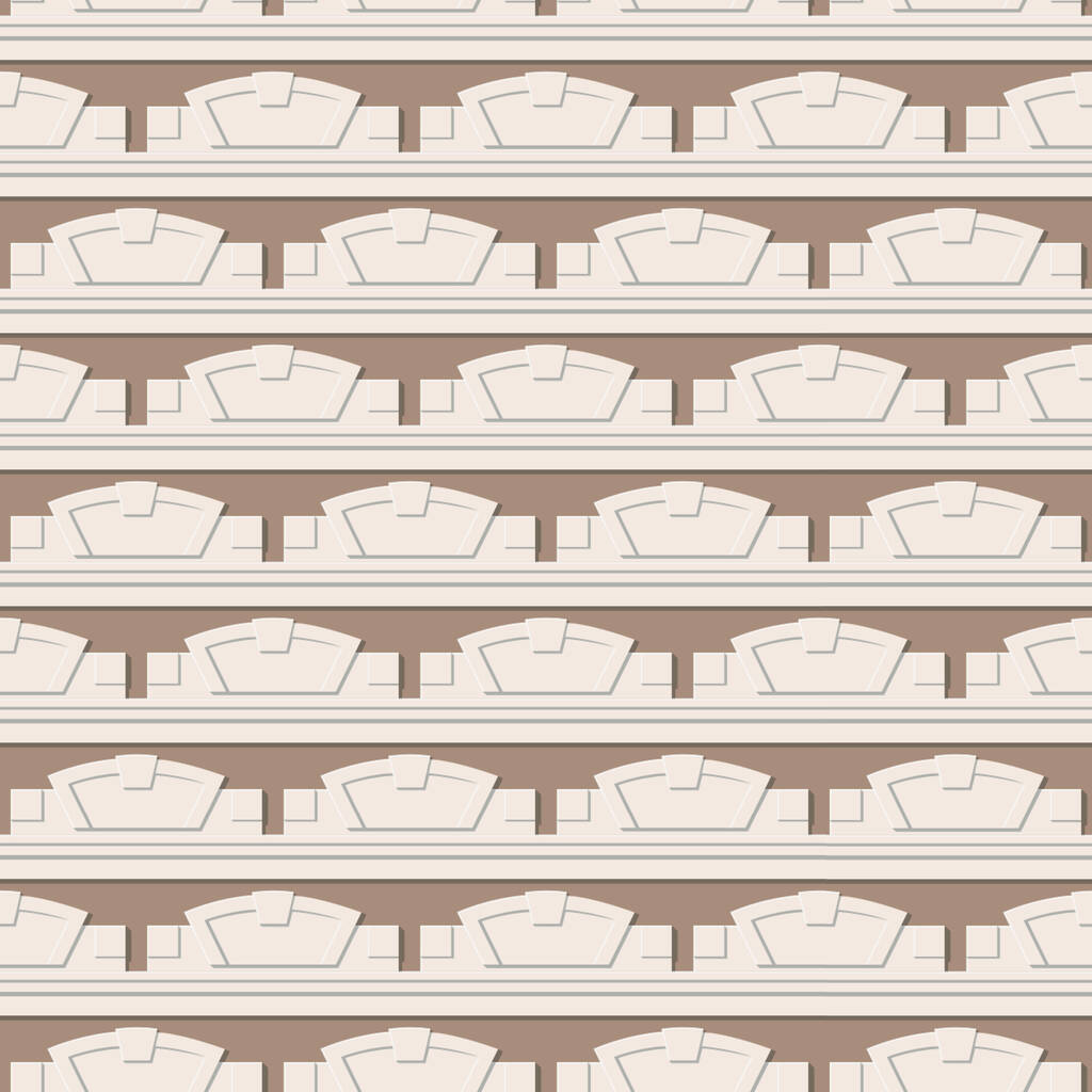nahtloses Muster mit dekorativem Gürtel mit architektonischen Details. Dekoration des Wandfragments - Vektor, Bild