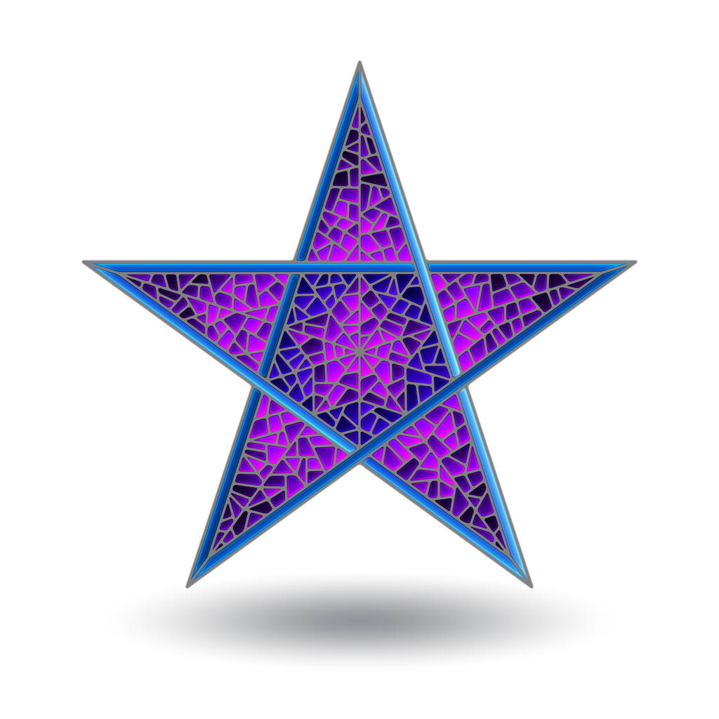 Εικονογράφηση με αφηρημένο πεντάκτινο μπλε βιτρό αστέρι, απομονωμένο σε λευκό φόντο - Διάνυσμα, εικόνα