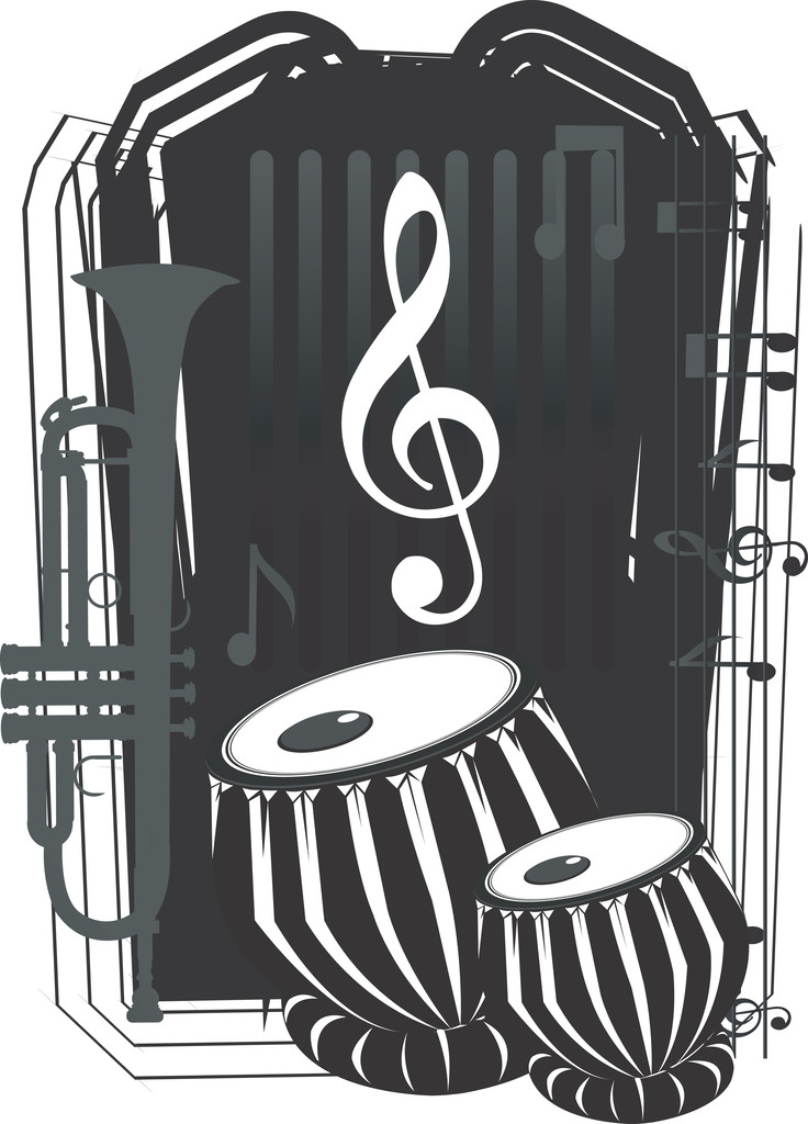 Tabla. Instrumento de música india
 - Vector, imagen