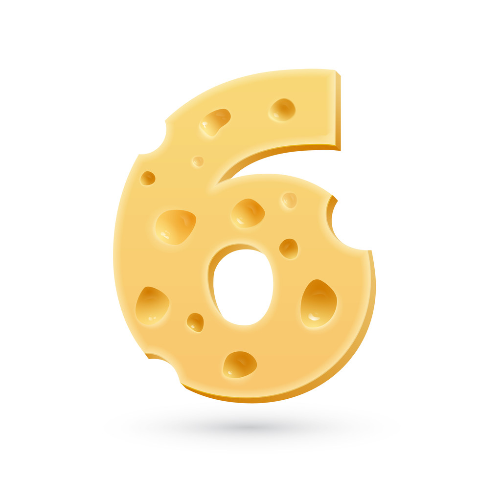 číslo šest sýr - Vektor, obrázek