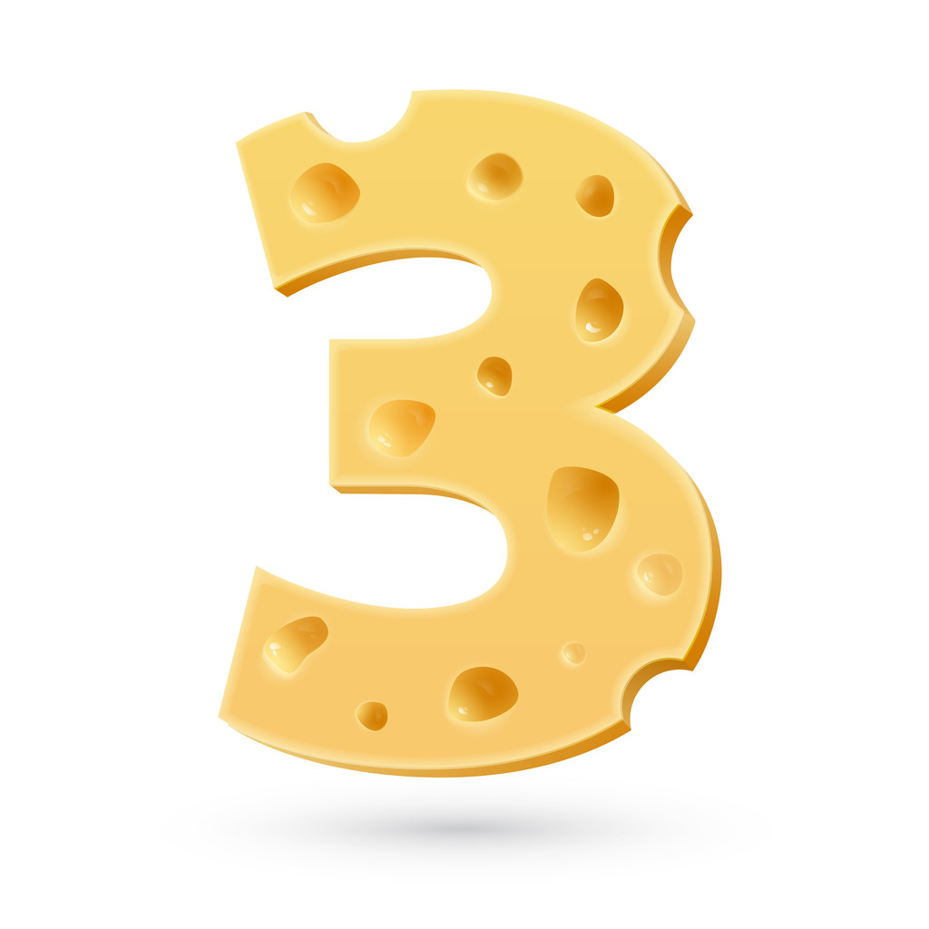 3 種のチーズの数 - ベクター画像