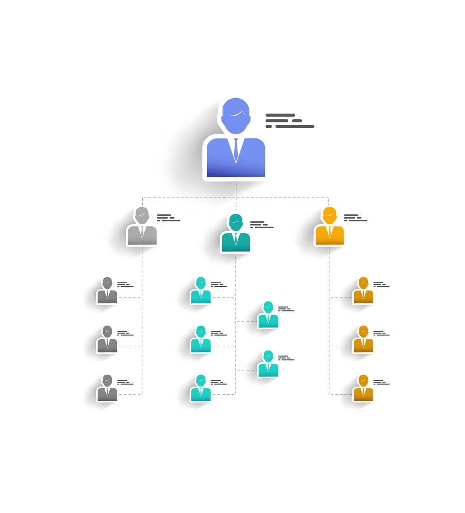 Διανυσματική οργάνωση πρότυπο διάγραμμα με απλά εικονίδια διαχειριστή και - Διάνυσμα, εικόνα