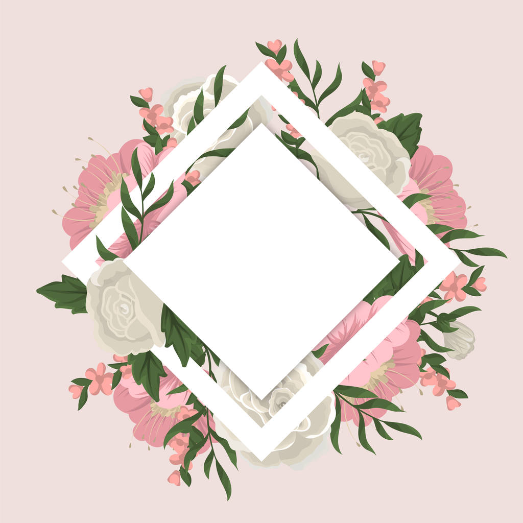 Lindo borde de flores - flores rosadas
 - Vector, Imagen
